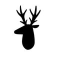 Deer head silhouette. Stylized drawing reindeer in simple scandi style. Black and white vector illustration Royalty Free Stock Photo