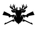 Deer head silhouette and two crossed rifles vector