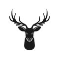 Deer head silhouette on white background Royalty Free Stock Photo