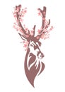 Deer head with spring flowers vector design