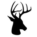 Deer head vector black silhouette Royalty Free Stock Photo