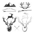 Deer head vector elements constructor for vintage hunting and hipster labels Royalty Free Stock Photo