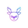 Deer face vector icon for Christmas. Trendy vibrant color gradient. Cute Santa deer isolated on white background