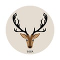 Deer head vector illustration, animal icon Royalty Free Stock Photo