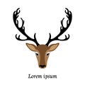 Deer head vector illustration, isolated elk logo Royalty Free Stock Photo