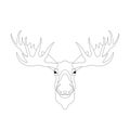 Deer head vector illustration lining draw front Royalty Free Stock Photo