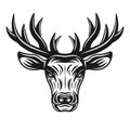 Deer head vector illustration in monochrome style Royalty Free Stock Photo