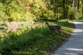 Deer Heads Toward River along Towpath Trail Royalty Free Stock Photo