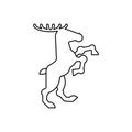 Deer Heraldic animal linear style. Fantastic Beast. Monster for coat of arms. Heraldry design element