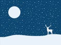 Deer on the hill. Winter landscape concept Royalty Free Stock Photo