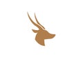 Deer and hind head with two horns logo