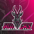 Deer with horn head mascot e-sport logo design. Royalty Free Stock Photo