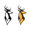 Deer Horned Buck Head Vector Vintage Logo Illustration