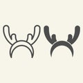 Deer horns cloth line and solid icon. Reindeer mask outline style pictogram on white background. Funny Christmas Royalty Free Stock Photo