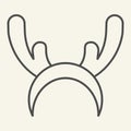 Deer horns cloth thin line icon. Reindeer mask outline style pictogram on white background. Funny Christmas reindeer Royalty Free Stock Photo