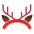 Deer horns flat icon. Hair hoop, horned reindeer antlers symbol, gradient style pictogram on white background. Christmas Royalty Free Stock Photo