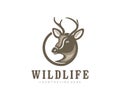 Deer with horns, deer head, animal and nature, logo design. Hunting, hunt, wildlife, vector design Royalty Free Stock Photo