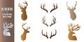 Deer and horns vector icon set Royalty Free Stock Photo