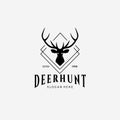 Deer Hunter Outdoor Wildlife Logo Vector Illustration Design Vintage