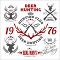 Deer hunting. Set of badges labels logo design