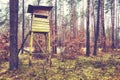 Deer hunting tower in woods Royalty Free Stock Photo