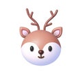 Deer icon in 3d style on white background. Vector icon illustration