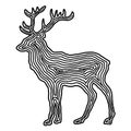A deer illustration icon in black offset line. Fingerprint style