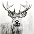 Deer with antlers in sketch style image.