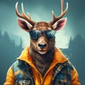 Deer In Jacket And Sunglasses: A Forestpunk Speedpainting