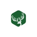 Deer leaf antlers logo design.