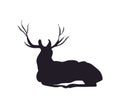 Deer lies, silhouette, vector