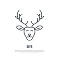 Deer line icon. Minimalist illustration of Wild animal.
