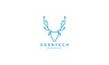 Deer with line tech connect logo vector icon illustration design