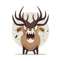 Deer logo design. Cute angry bear isolated. Image of a deer with antlers