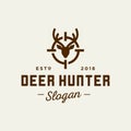 Deer logo design Vector in trendy vintage hipster line style logo design Royalty Free Stock Photo