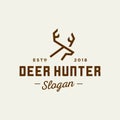 Deer logo design Vector in trendy vintage hipster line style logo design Royalty Free Stock Photo