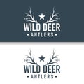 Deer logo, vintage wild deer hunter design deer antlers Product brand illustration Royalty Free Stock Photo