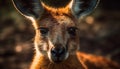 Deer looking at camera, nature portrait generated by AI