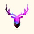 Deer portrait deep purple low poly illustration