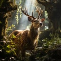 deer in lush forest , generated by AI