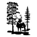 Deer, male - Wildlife Stencils - Deer Silhouette, Wildlife clipart isolated on white