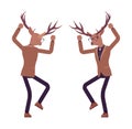 Deer man, elegant mister moose, animal head human in anger