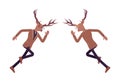 Deer man, elegant mister moose, animal head stylish human running