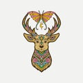 Deer mandala. Animal Vector illustration