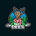 Deer mascot logo design vector with modern illustration concept style for badge, emblem and t shirt printing. Smart deer christmas
