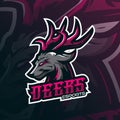 Deer mascot logo design vector with modern illustration concept style for badge, emblem and tshirt printing. angry deer