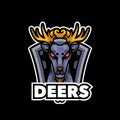 Deer angry shield mascot logo for sport