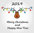 Deer. Merry Christmas and happy new year card . Christmas deer greeting card . Royalty Free Stock Photo