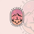 deer and mountain logo vintage vector illustration template icon graphic design. adventure outdoor at nature with retro badge and Royalty Free Stock Photo