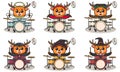 Vector illustration of cute Deer with halloween costume play Drum. Royalty Free Stock Photo